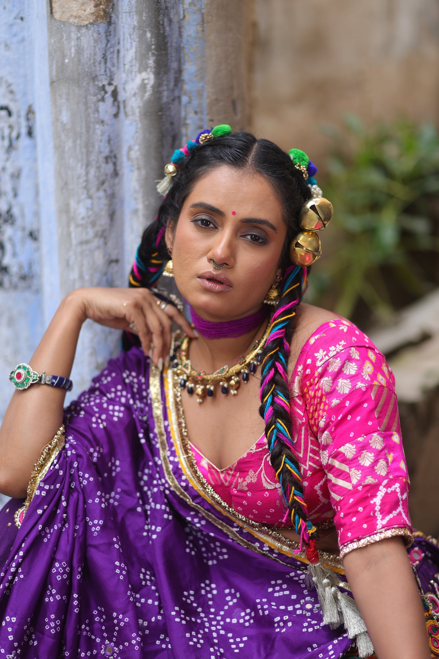 Purple Heavy Patch Lehenga Set