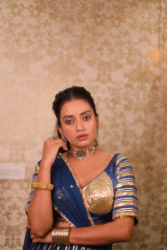 Teal Cotton Lehenga Set