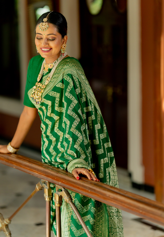 Hariyali Banarasi Saree - Anjanase