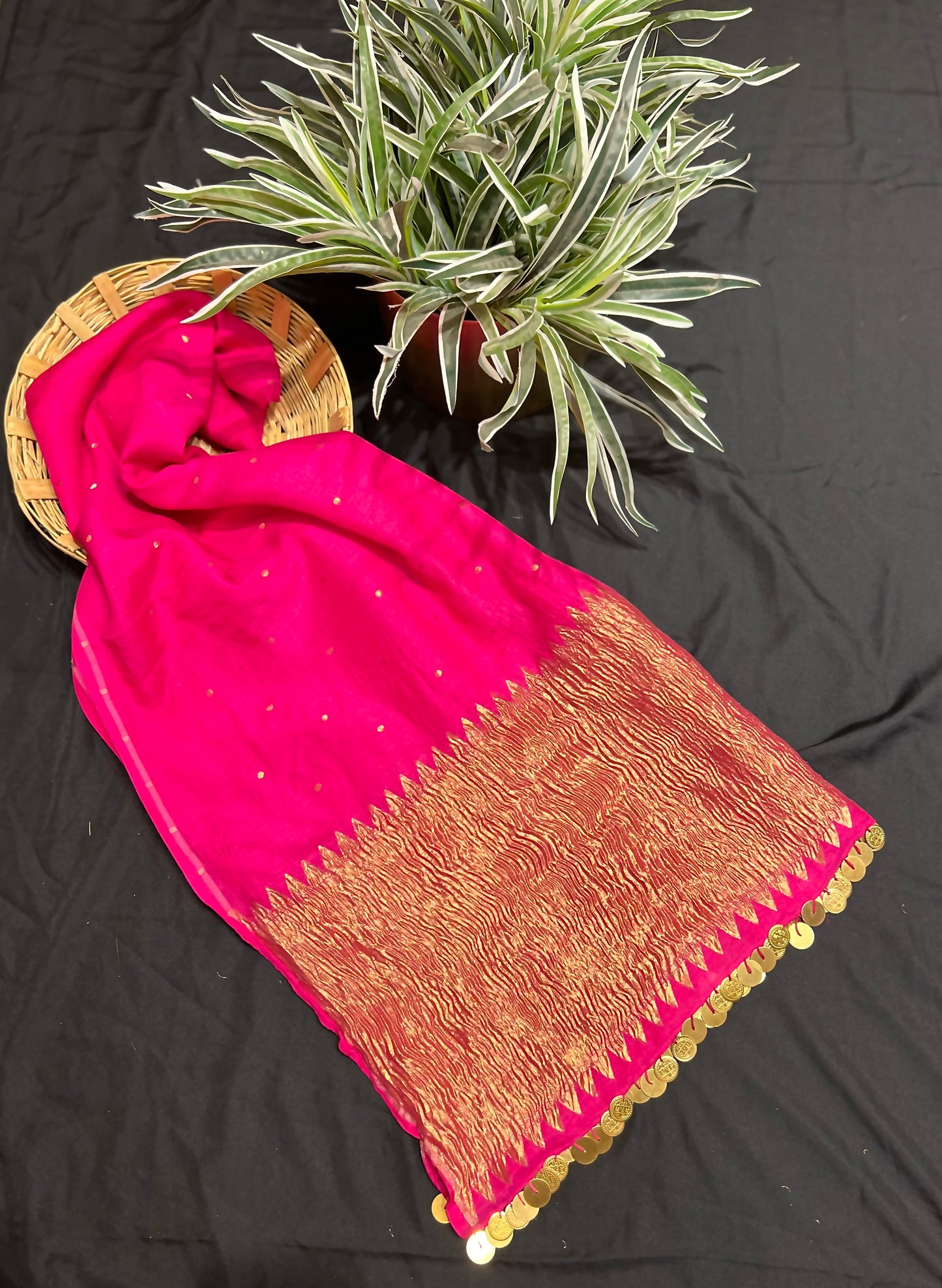 Pink Muga Dupatta