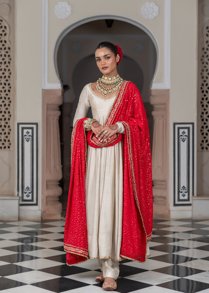 Ivory Anarkali Set