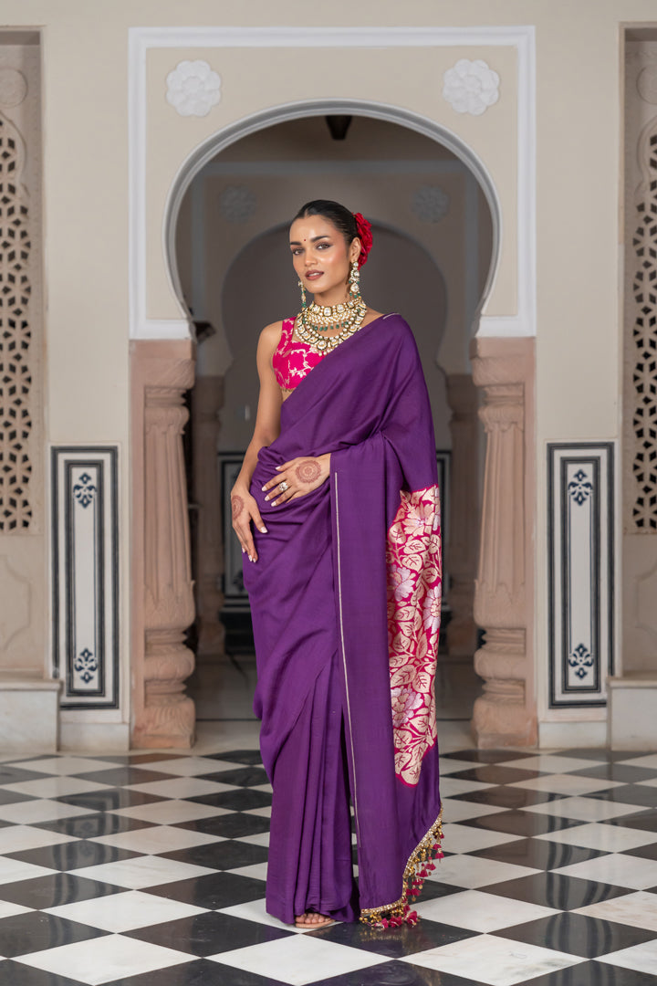 purple muga saree