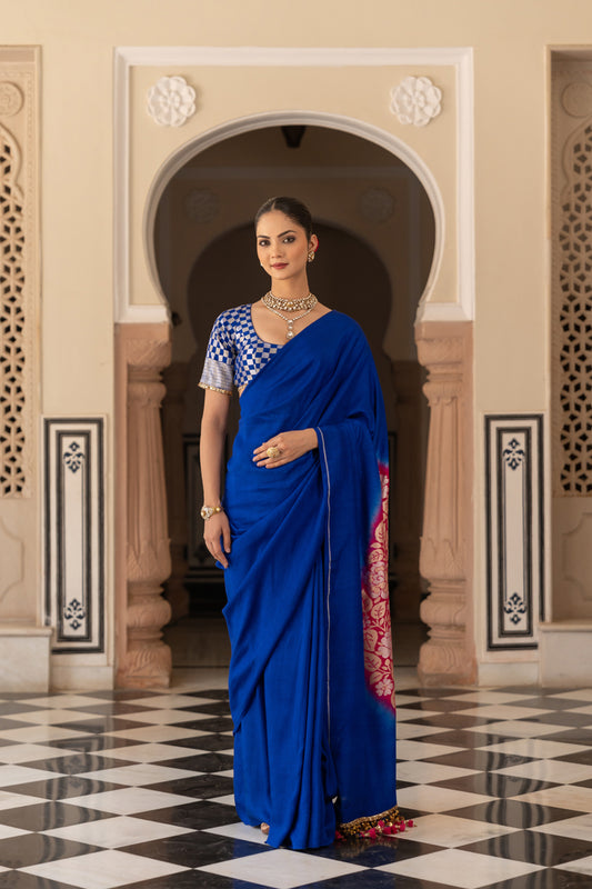 Blue muga saree