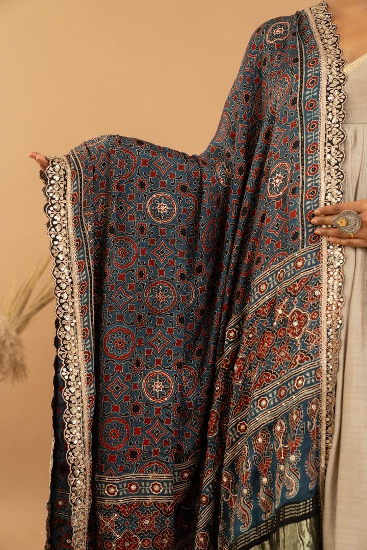 Beige Anarkali Set - Anjanase
