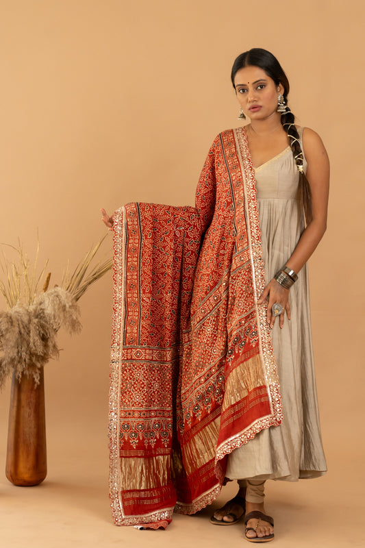 Beige Anarkali Set - Anjanase
