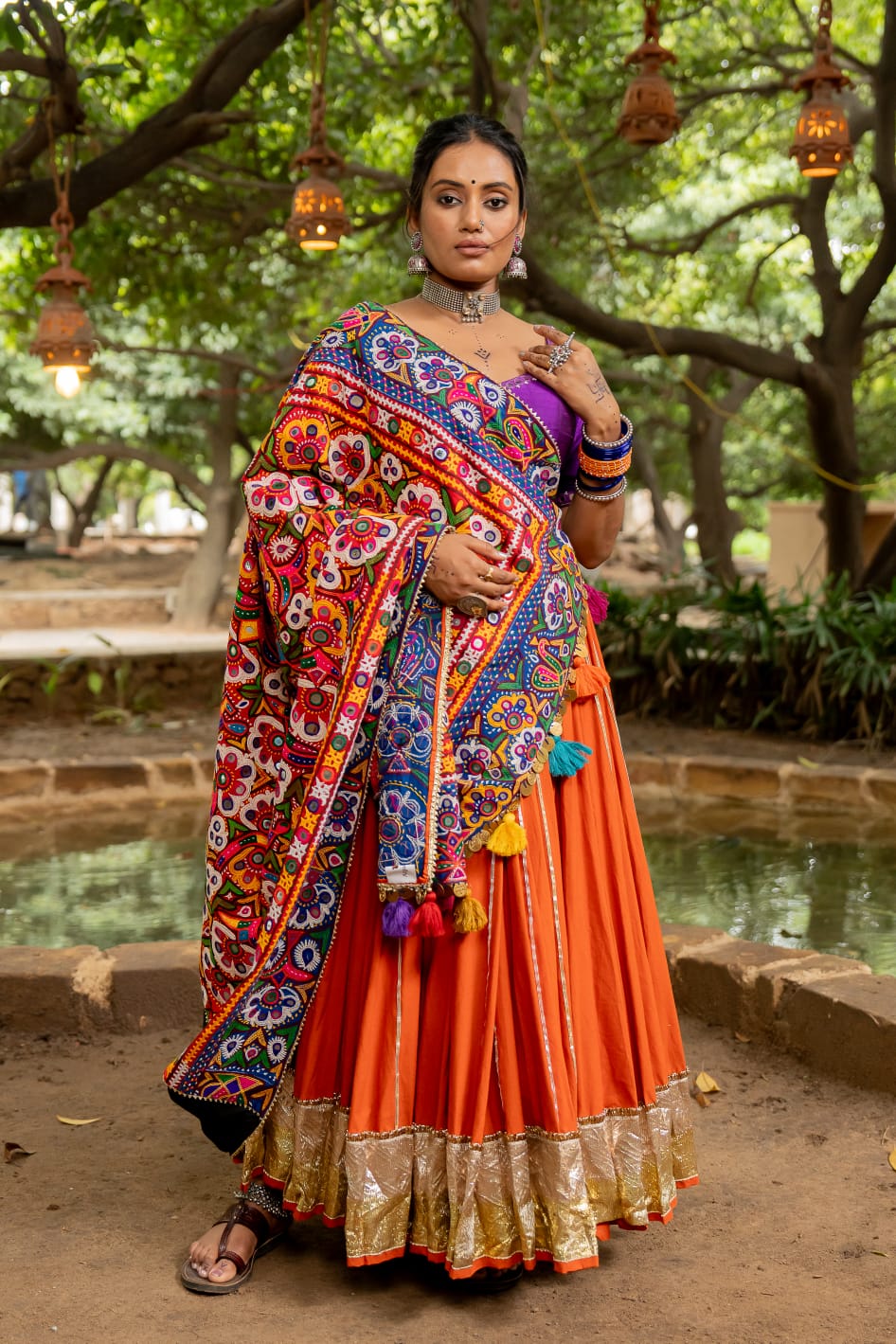 Navratri Patch Dupatta Set