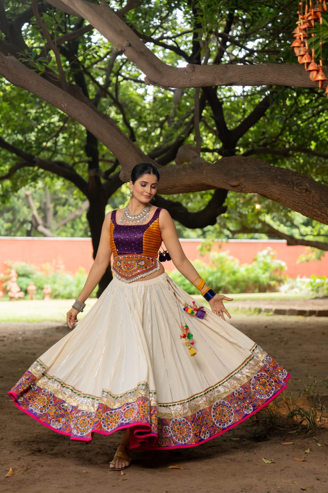 White Patch Lehenga Set