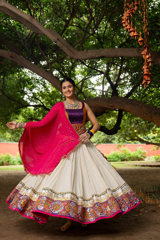 White Patch Lehenga Set