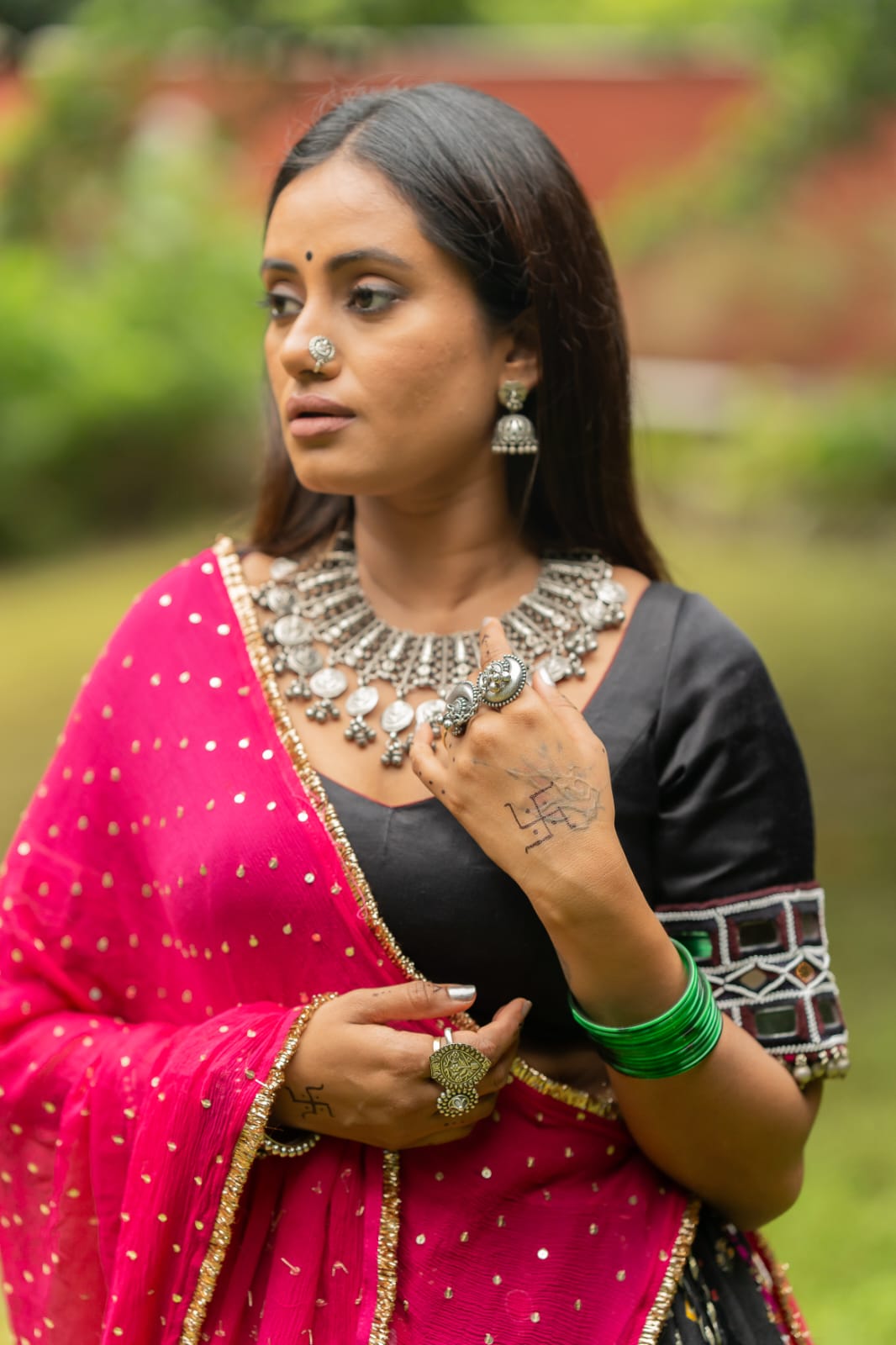 Black Heavy Lehenga Set
