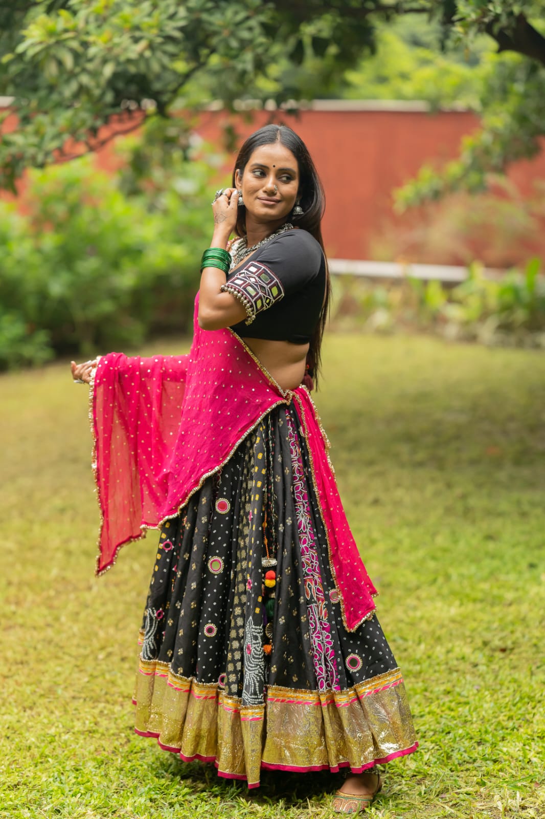 Black Heavy Lehenga Set