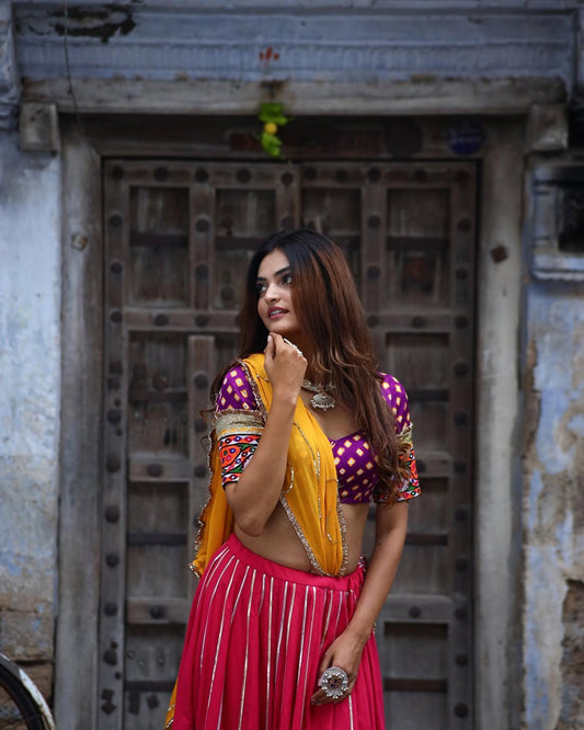 Devanshi Pink Cotton Lehenga Set