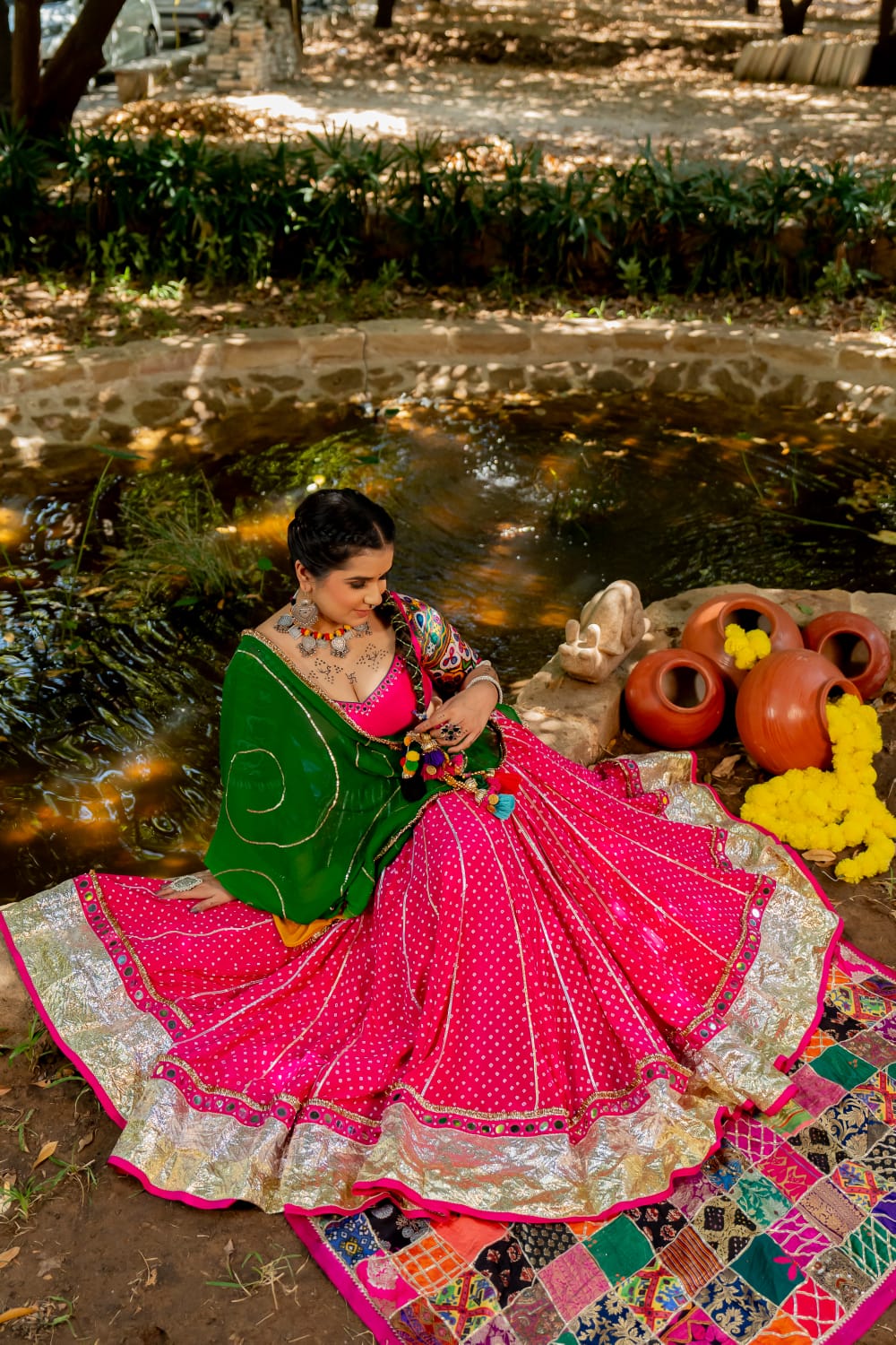 Pink Bandhani Lehenga Set