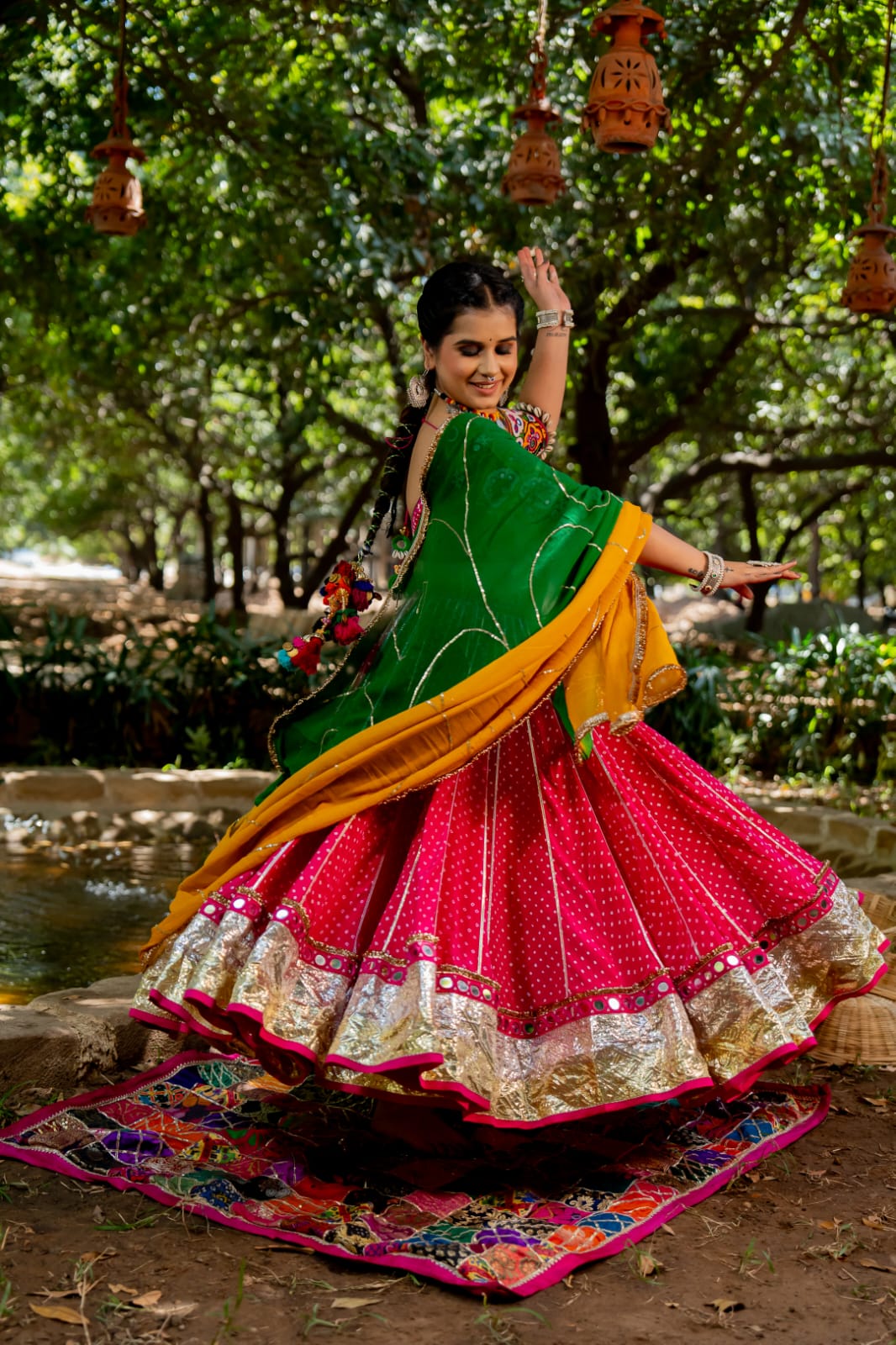 Pink Bandhani Lehenga Set