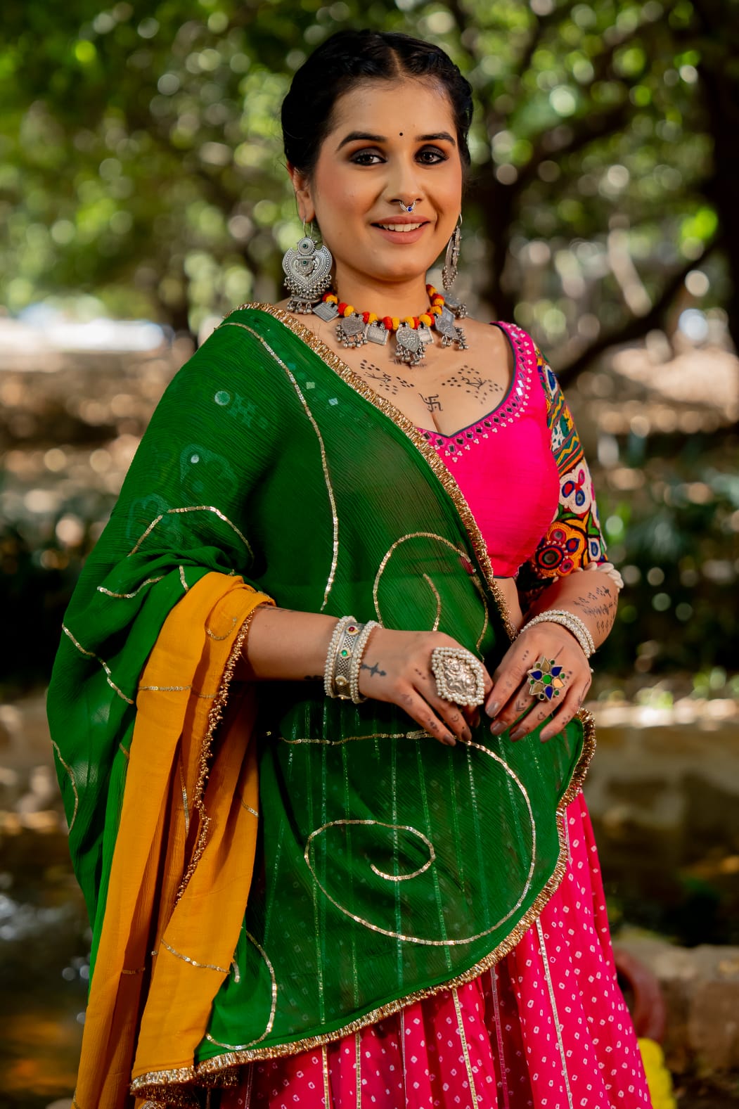 Pink Bandhani Lehenga Set