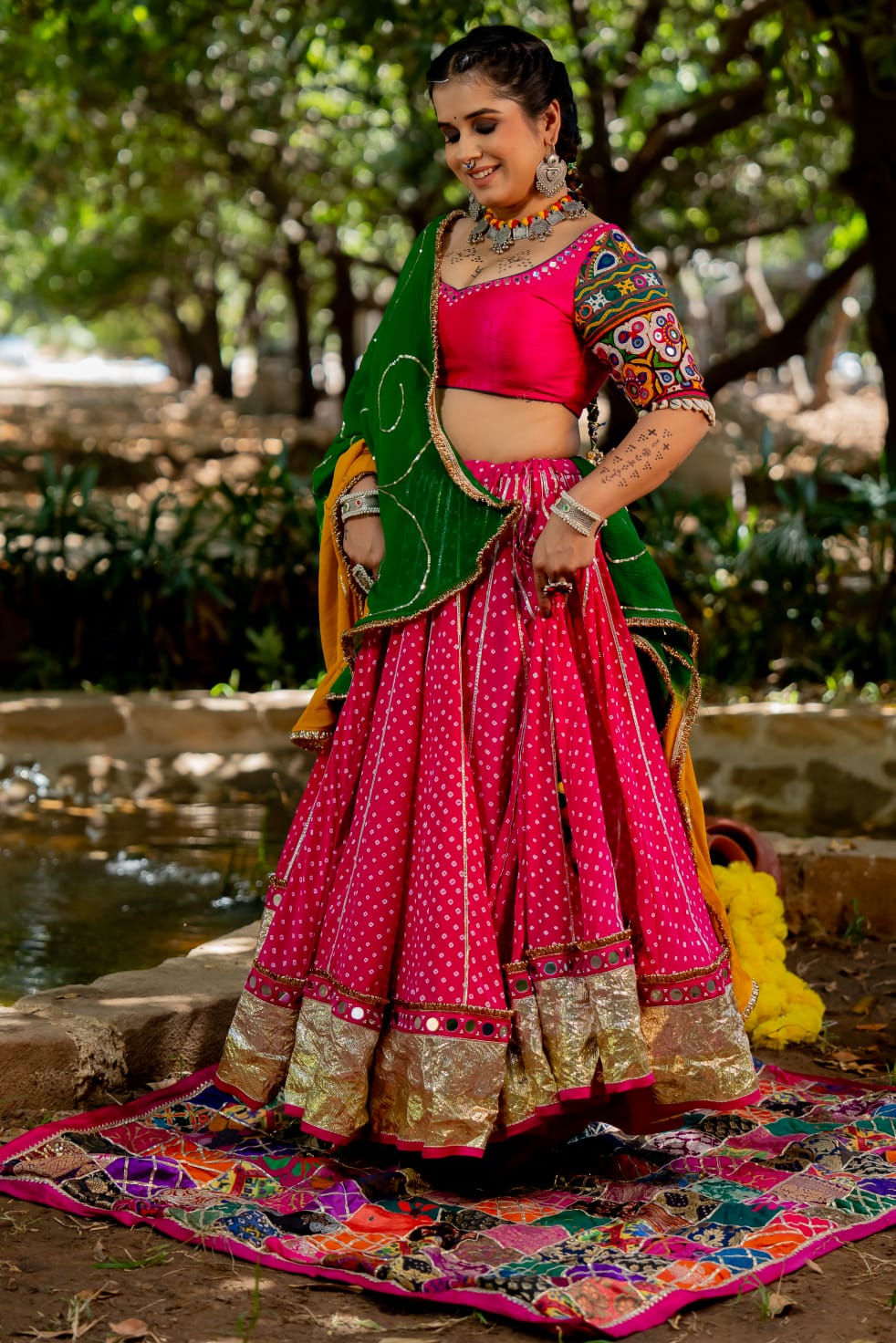 Pink Bandhani Lehenga Set