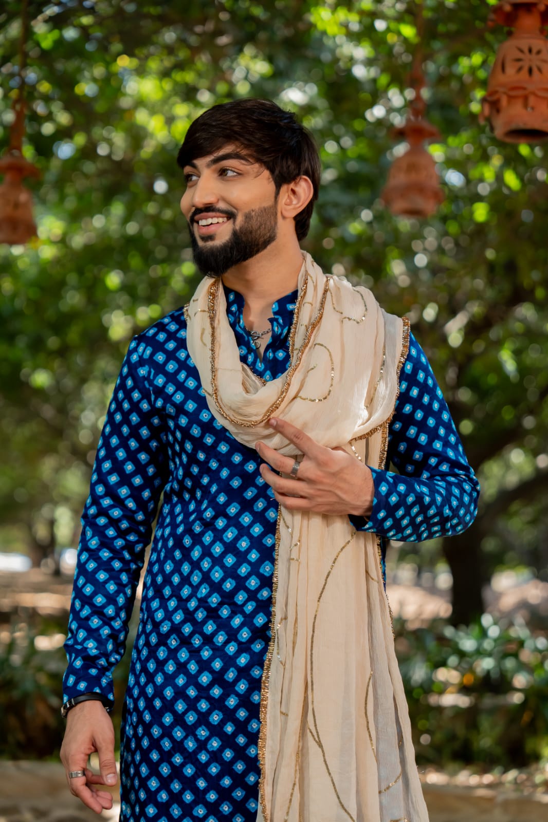 Navratri Blue Bandhani Kurta Set