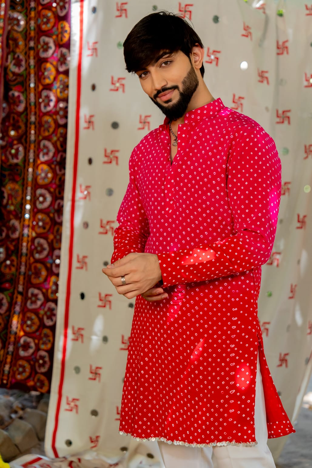 Navratri red - pink ombre Kurta