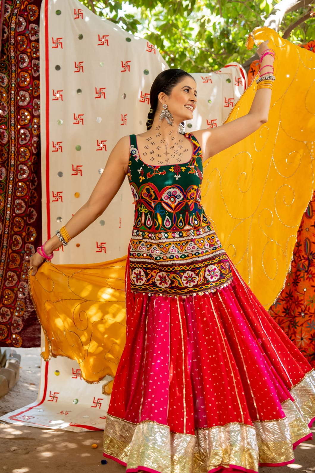 Komal Yellow Ghumer Chiffon Dupatta