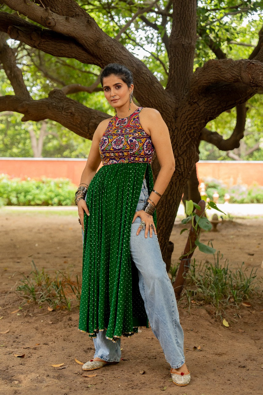 Green Boho Kurta