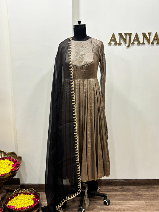 Grey Metallic Anarkali Set