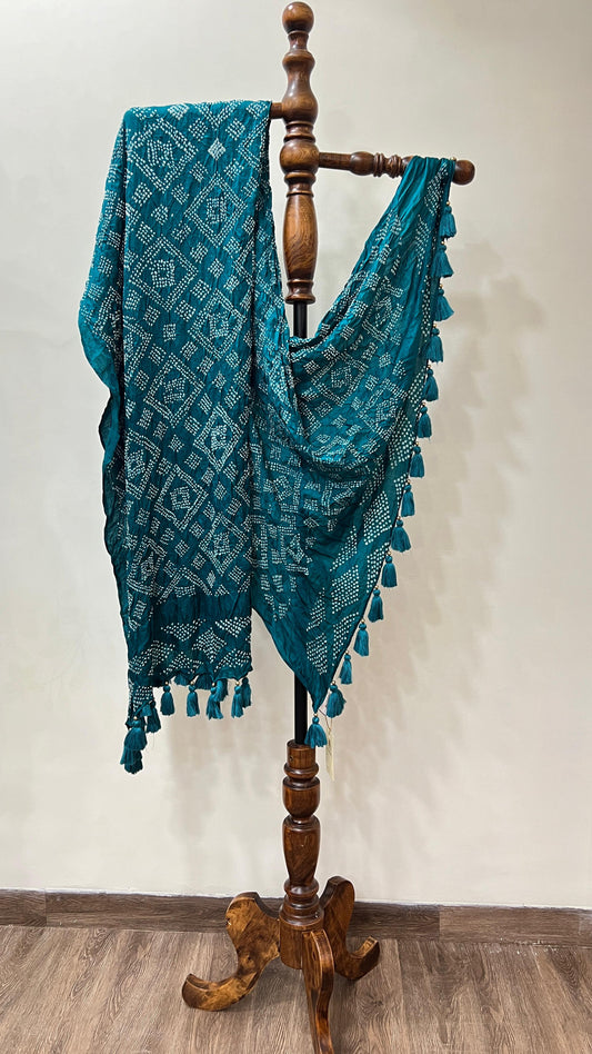 Teal Blue Bandhani Dupatta