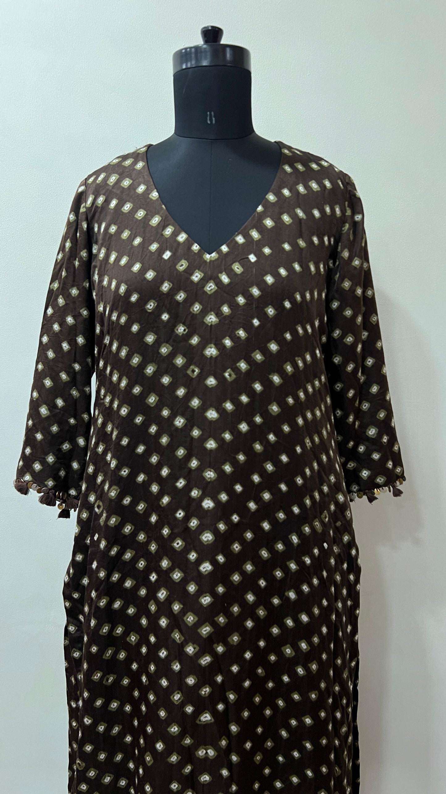 Brown Bandhani Coord Set