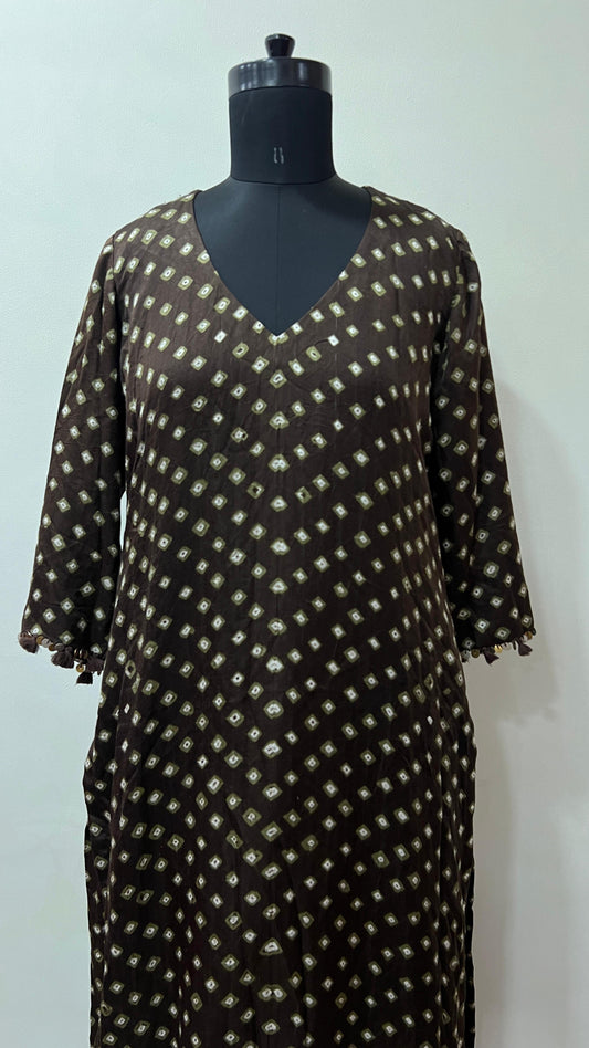 Brown Bandhani Coord  Set