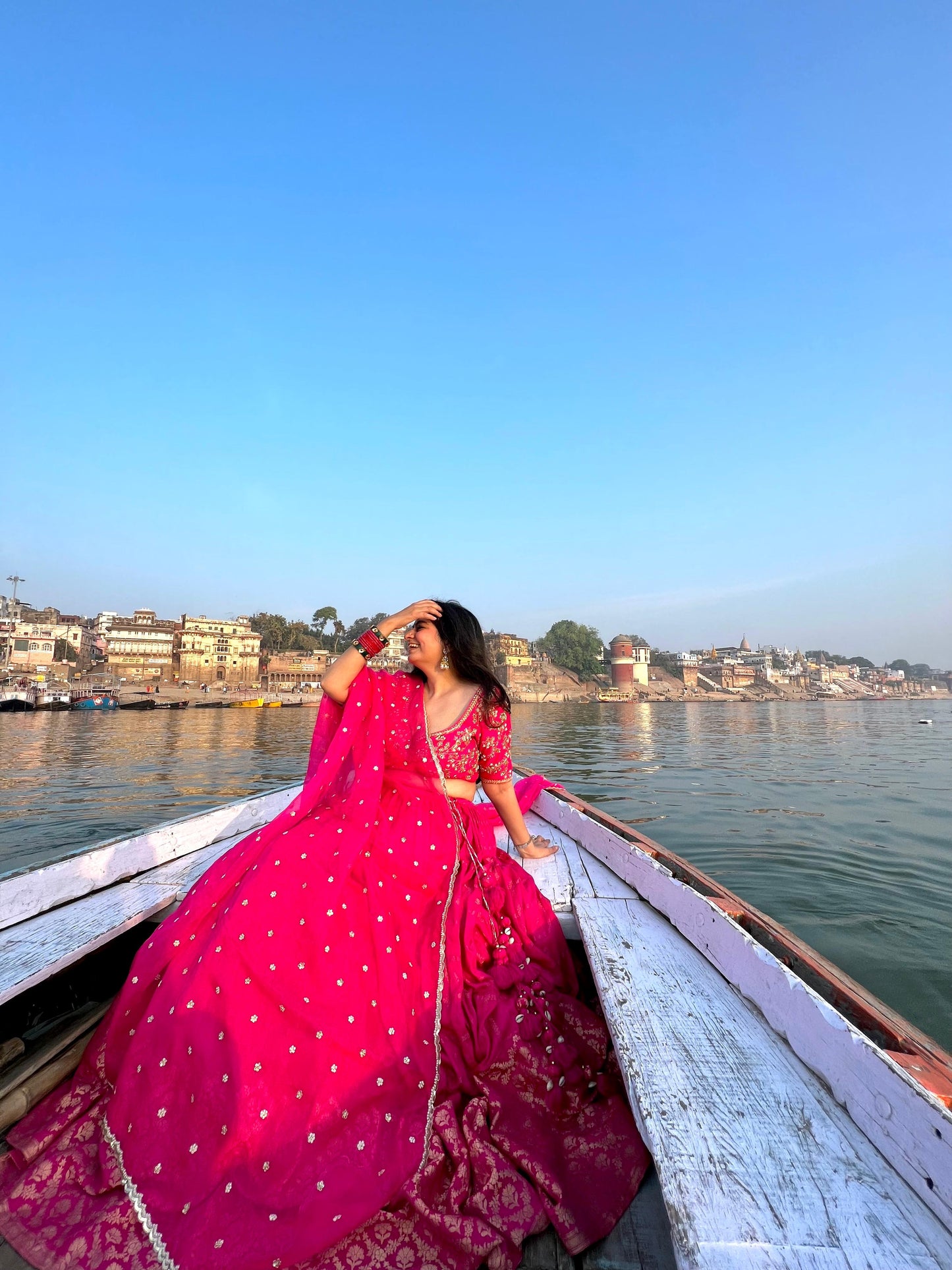 Pink Muga Lehenga Set