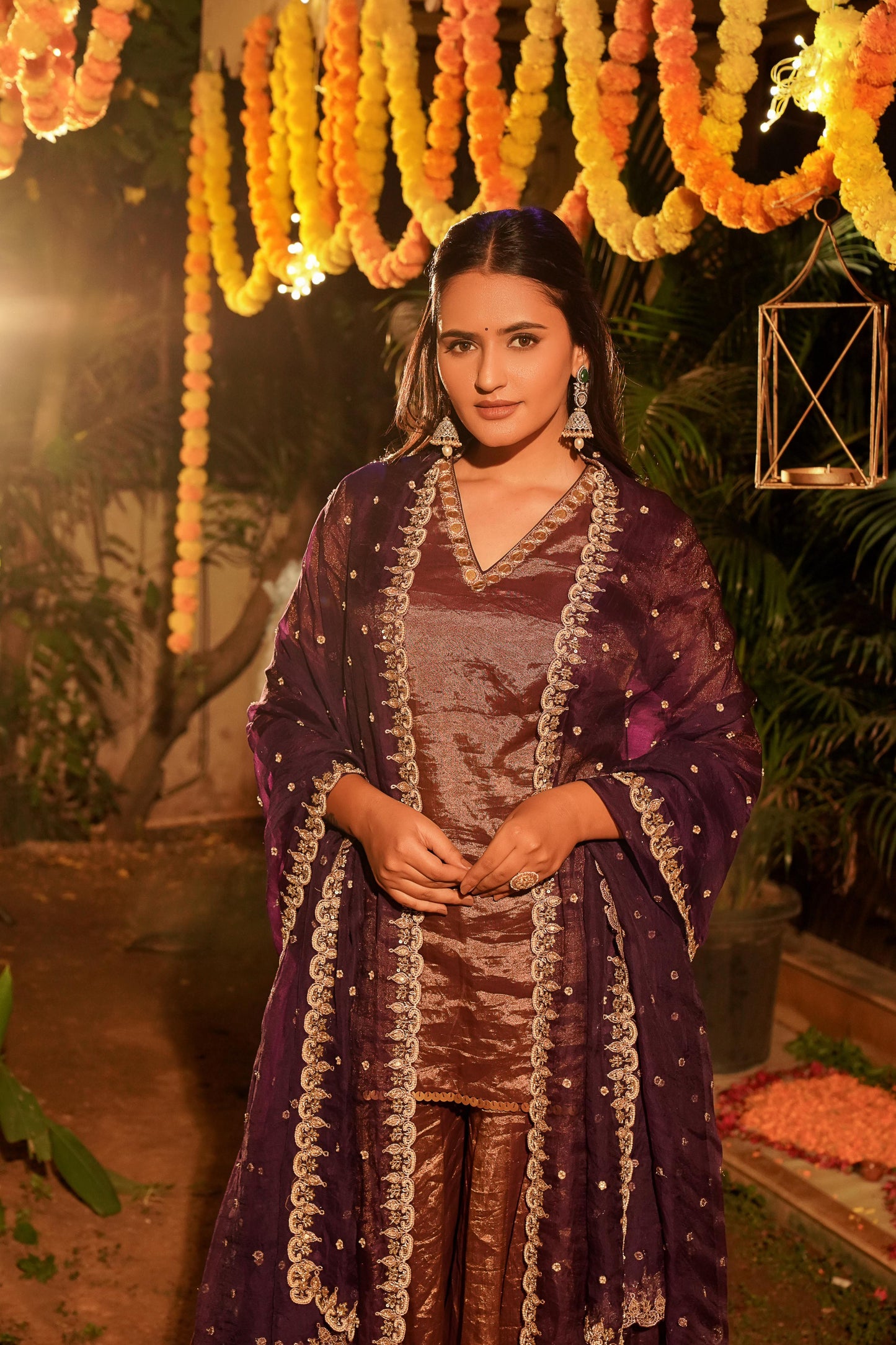 Purple Sharara Set