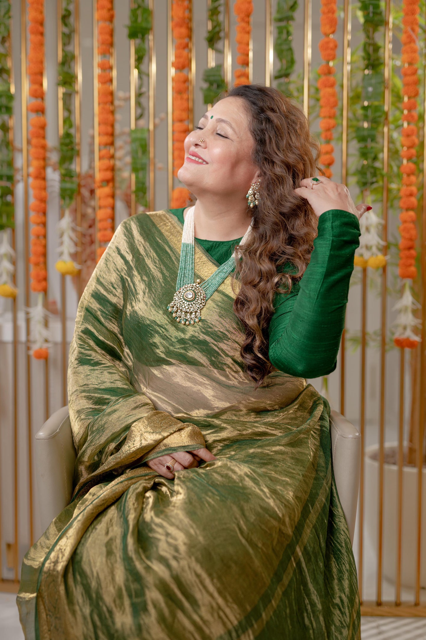 Green Tissue Saree