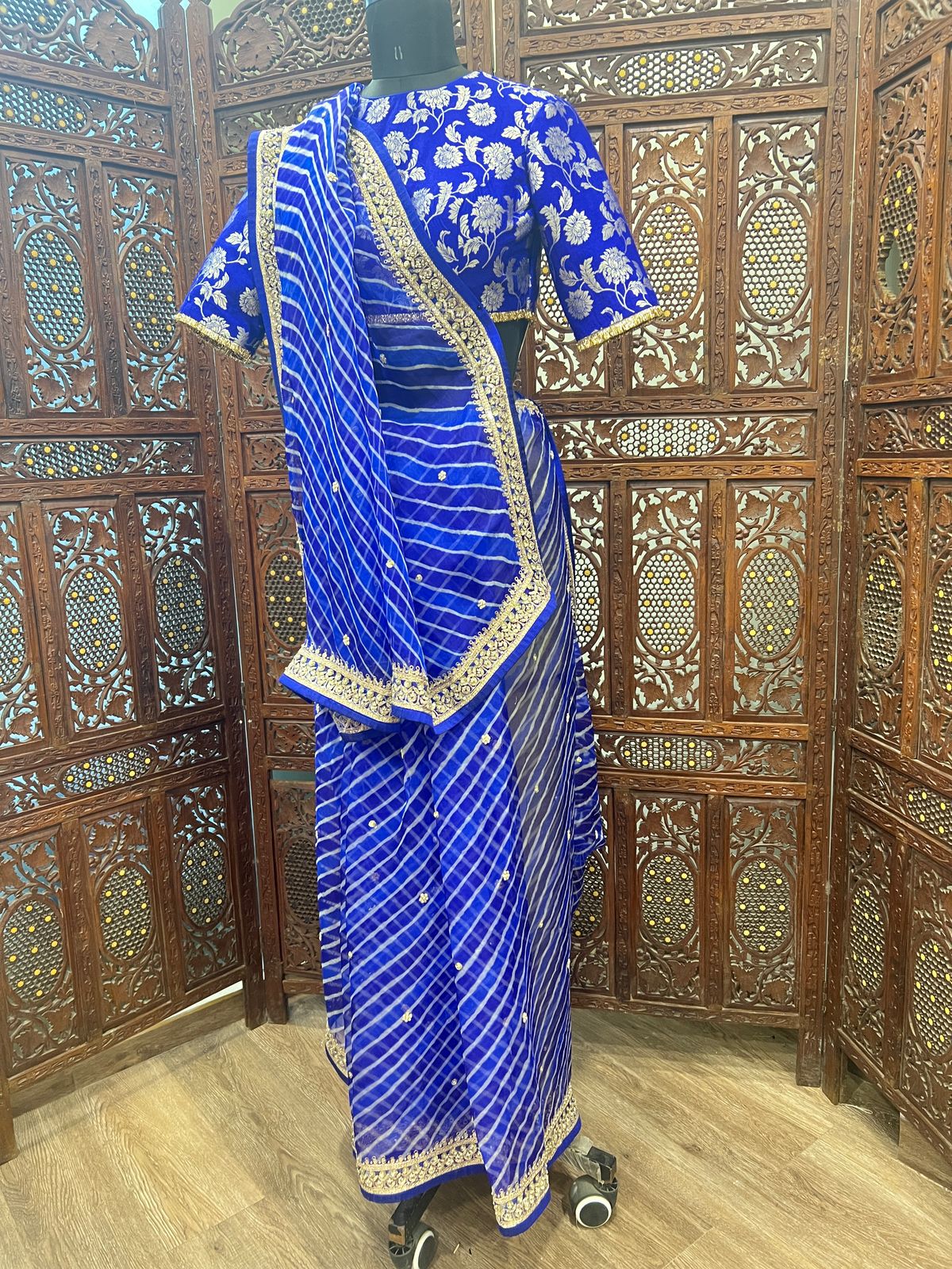 Electric Blue Leheriya Saree