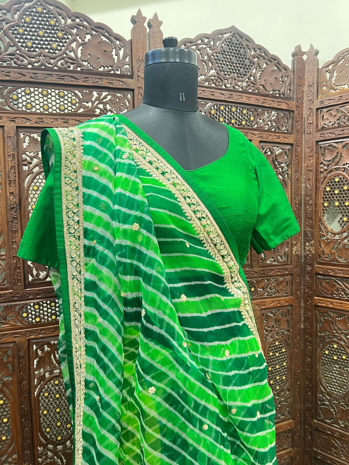 Green Leheriya Saree
