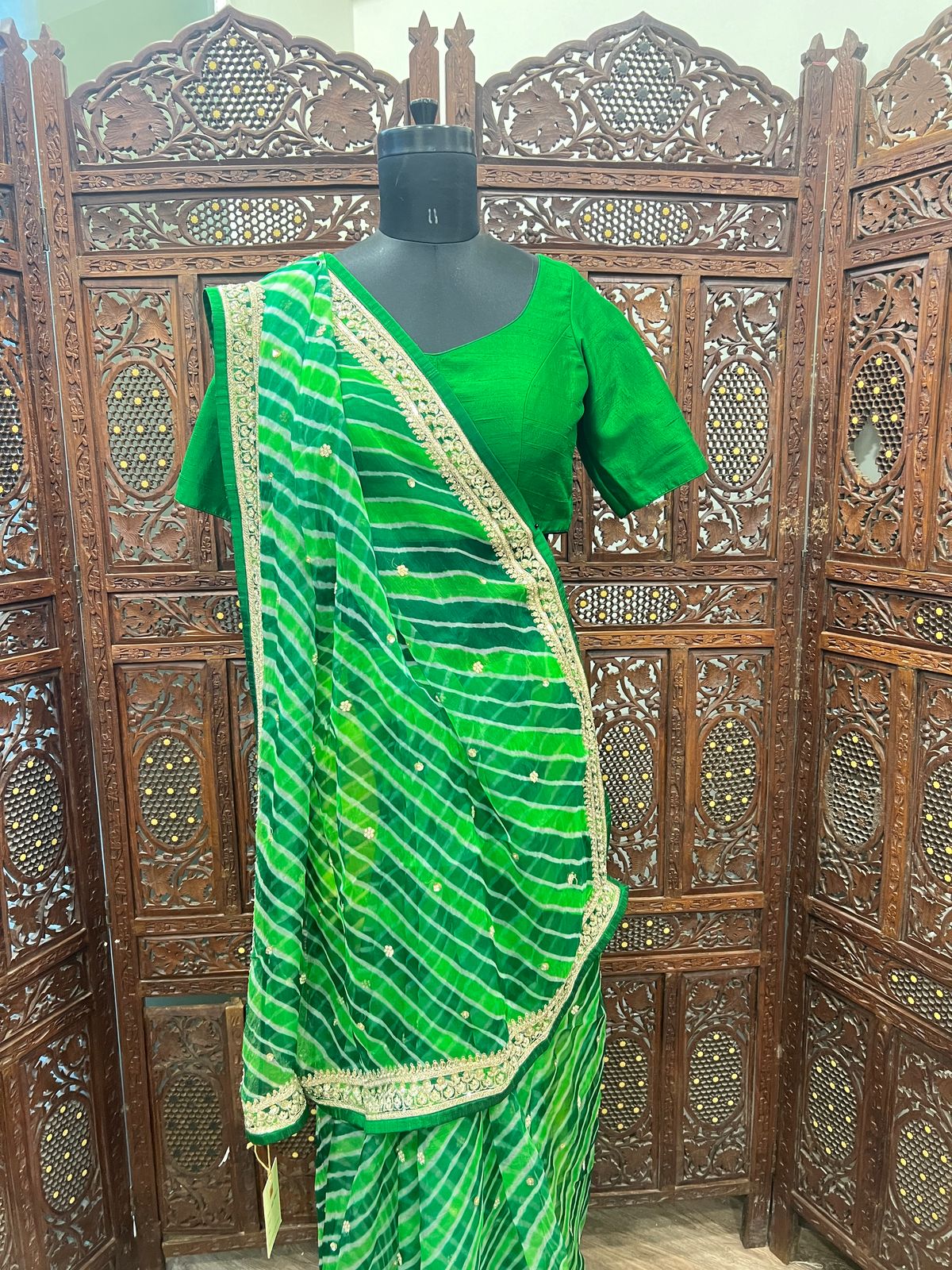 Green Leheriya Saree