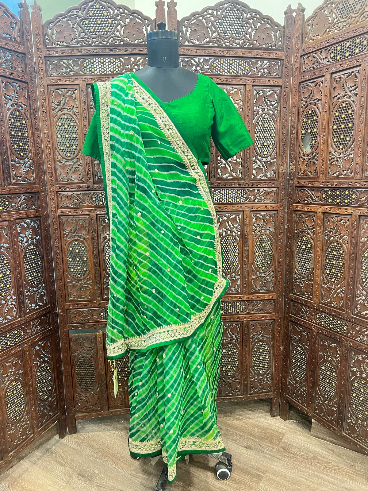 Green Leheriya Saree