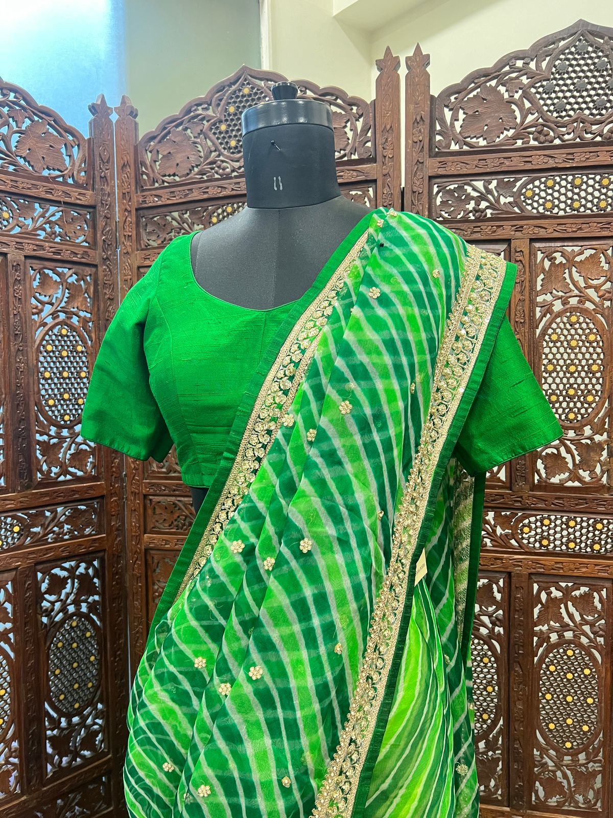Green Leheriya Saree