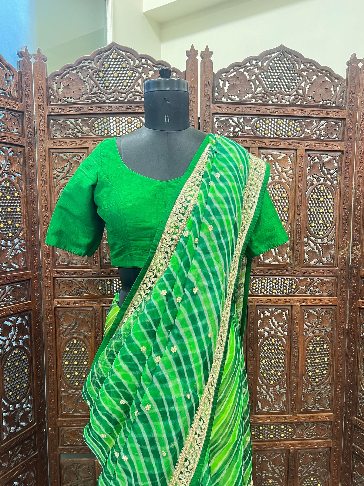 Green Leheriya Saree
