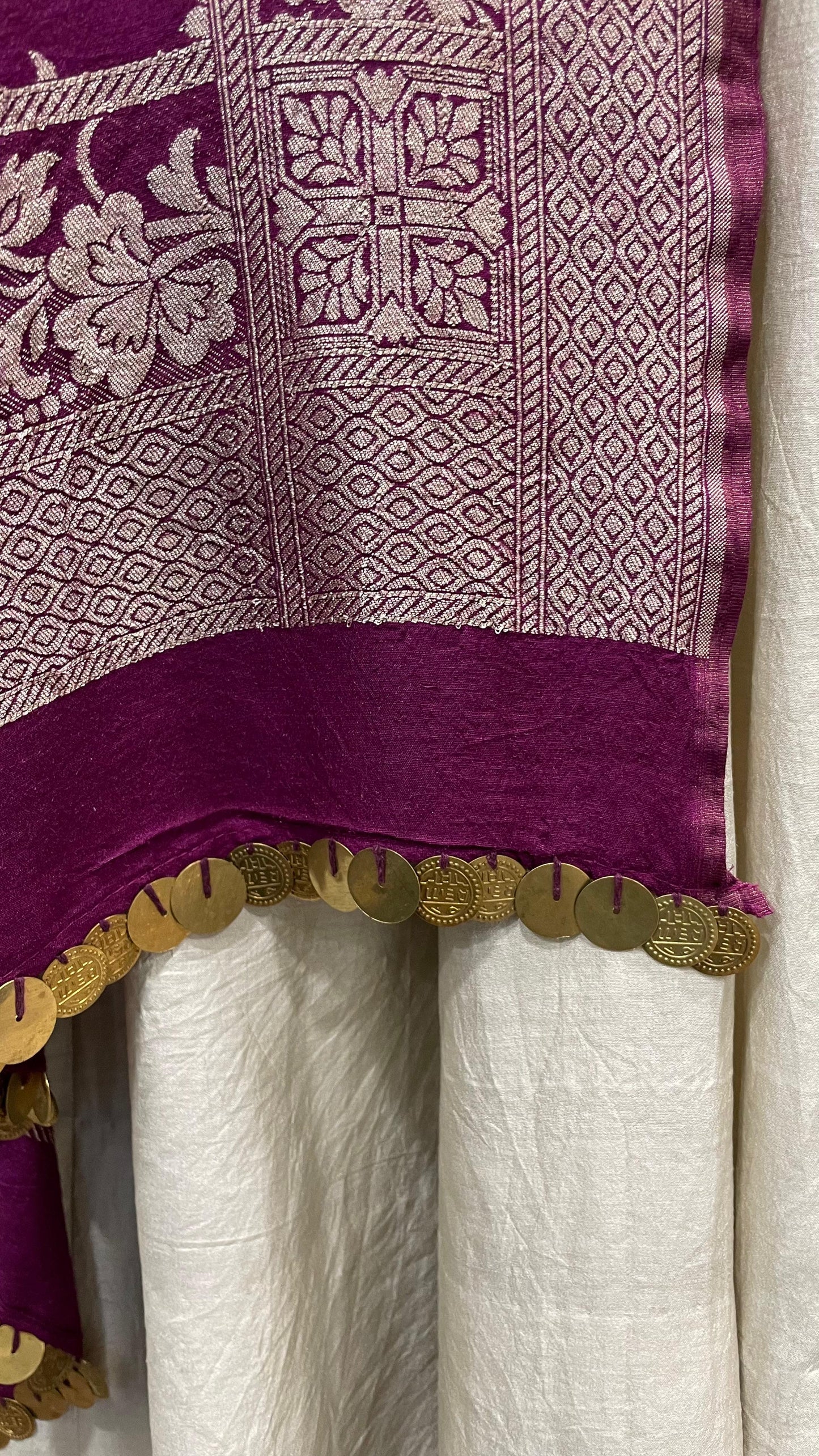 wine Muga Print Dupatta