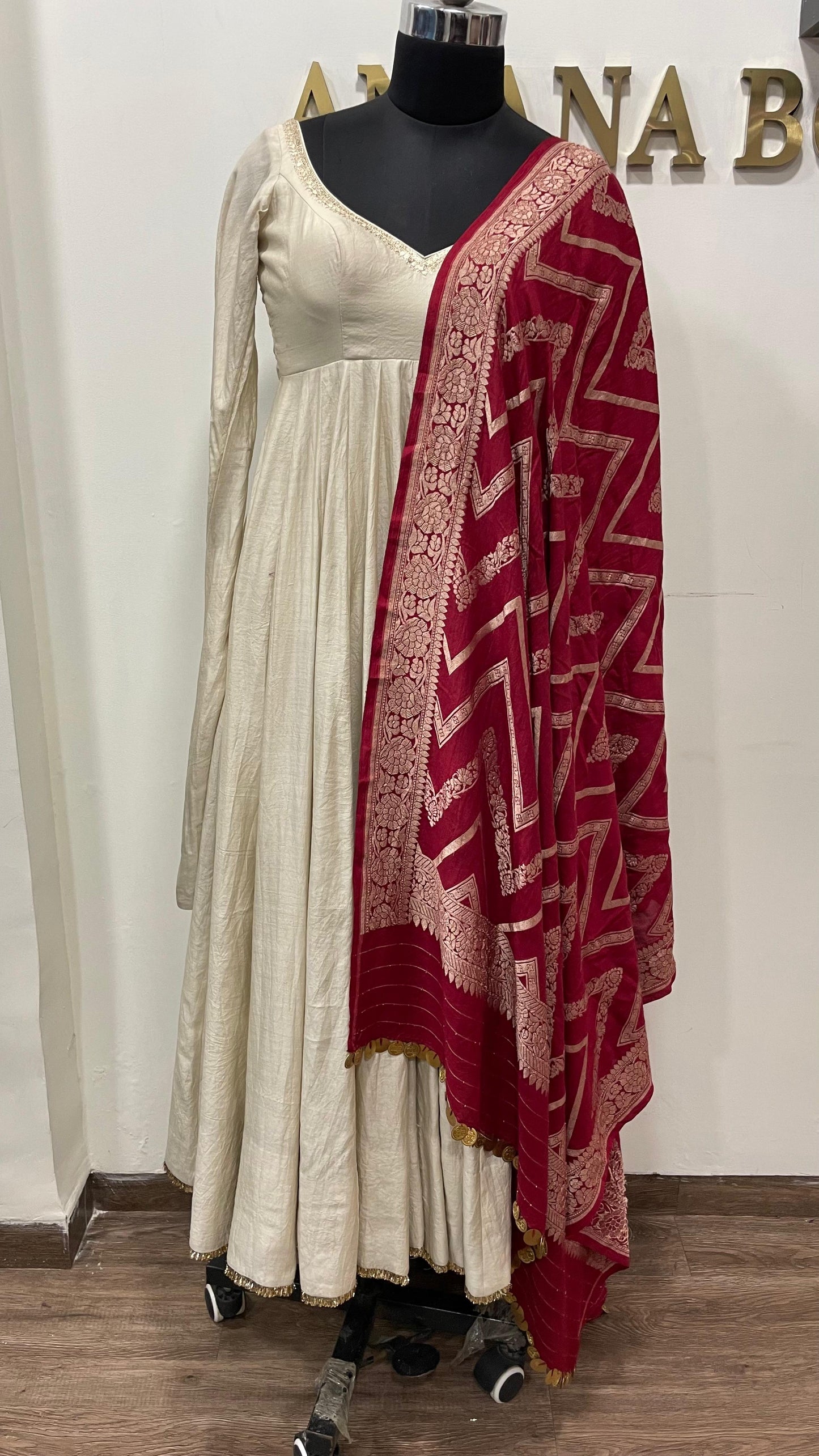 Maroon Muga Dupatta
