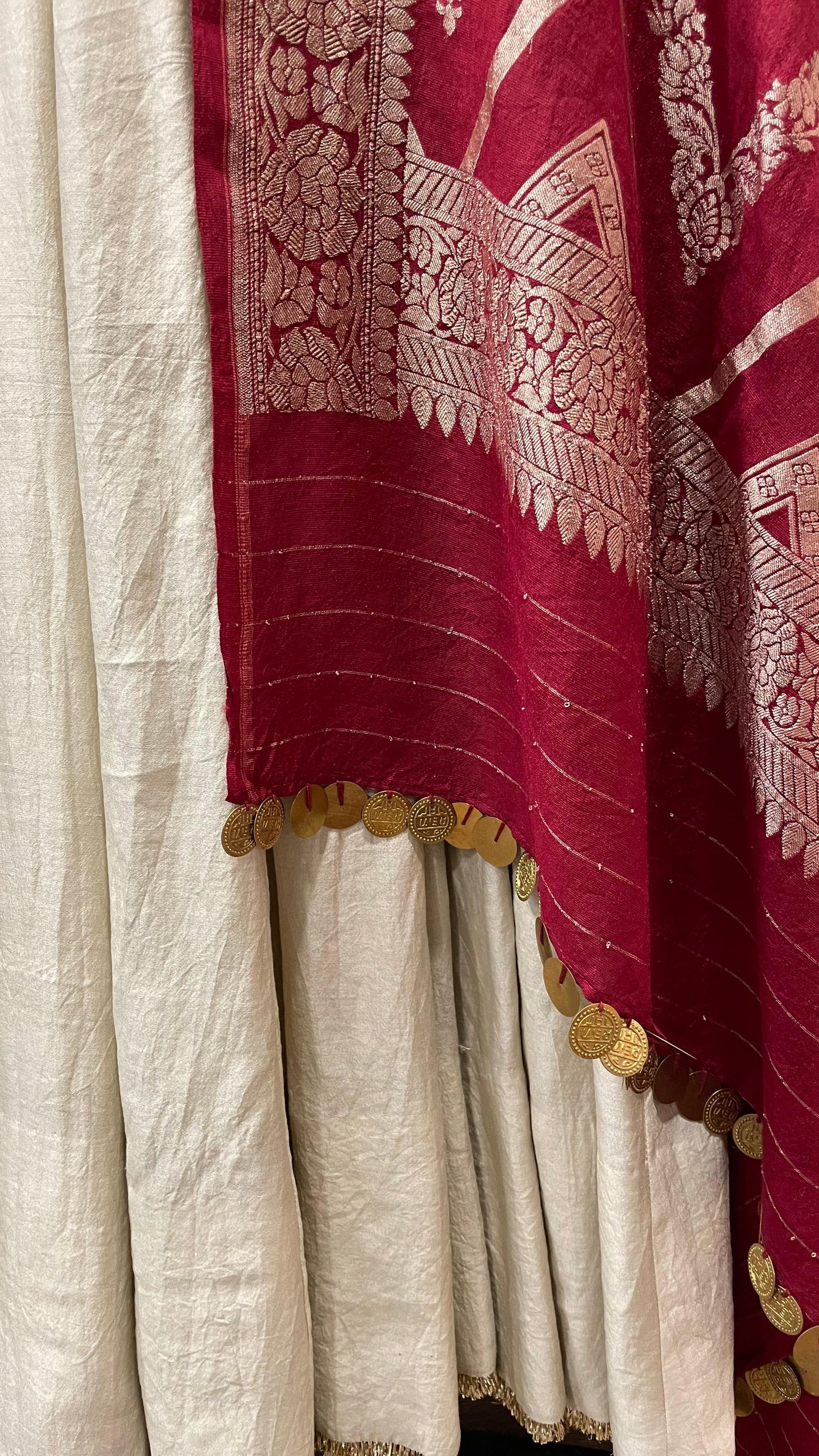 Maroon Muga Dupatta