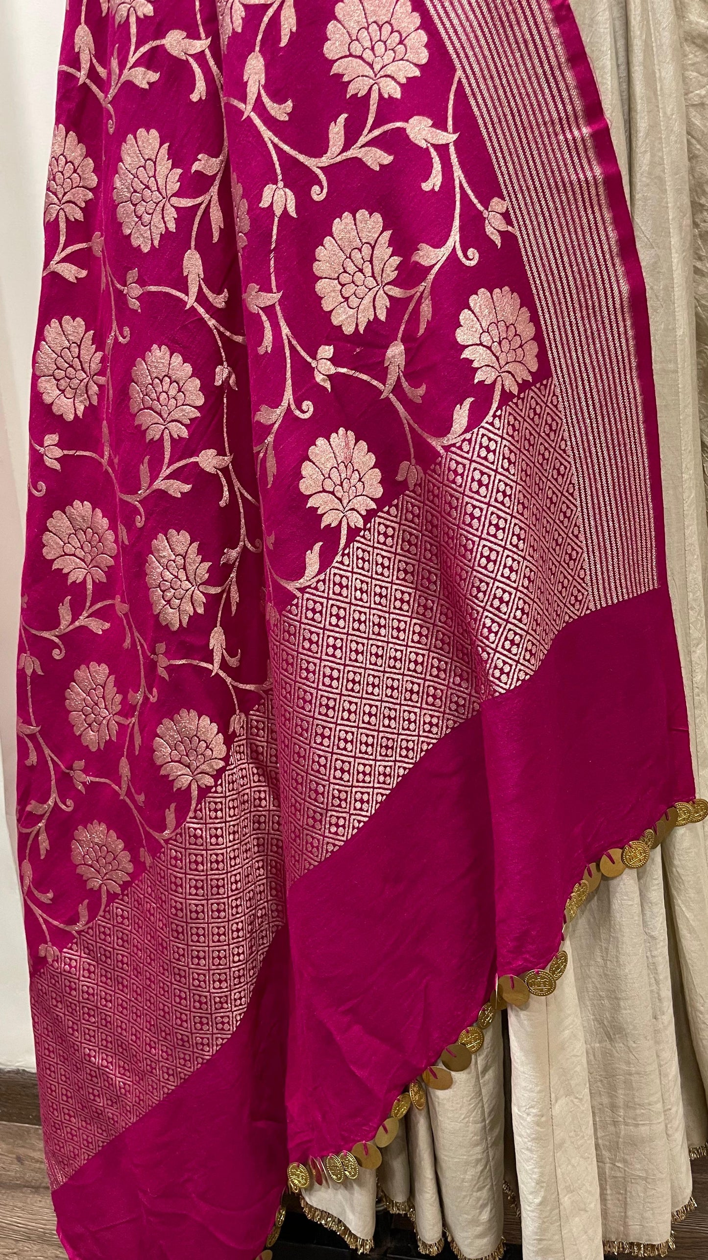 Pink Muga Print Dupatta
