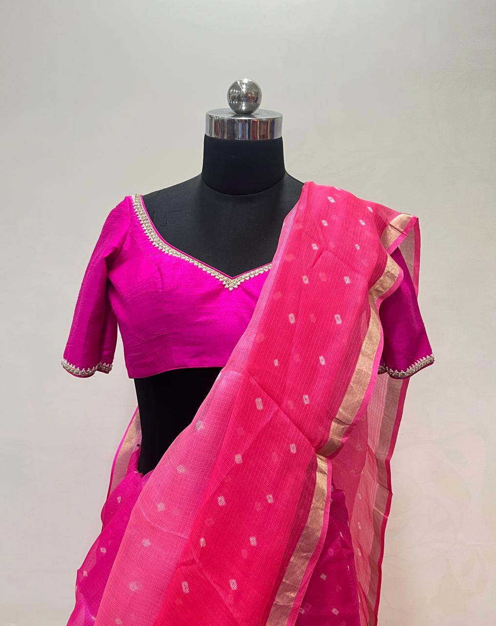 Pink Ombre Bandhani Kota Saree