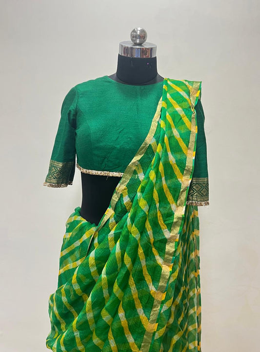 Green Leheriya Kota Saree