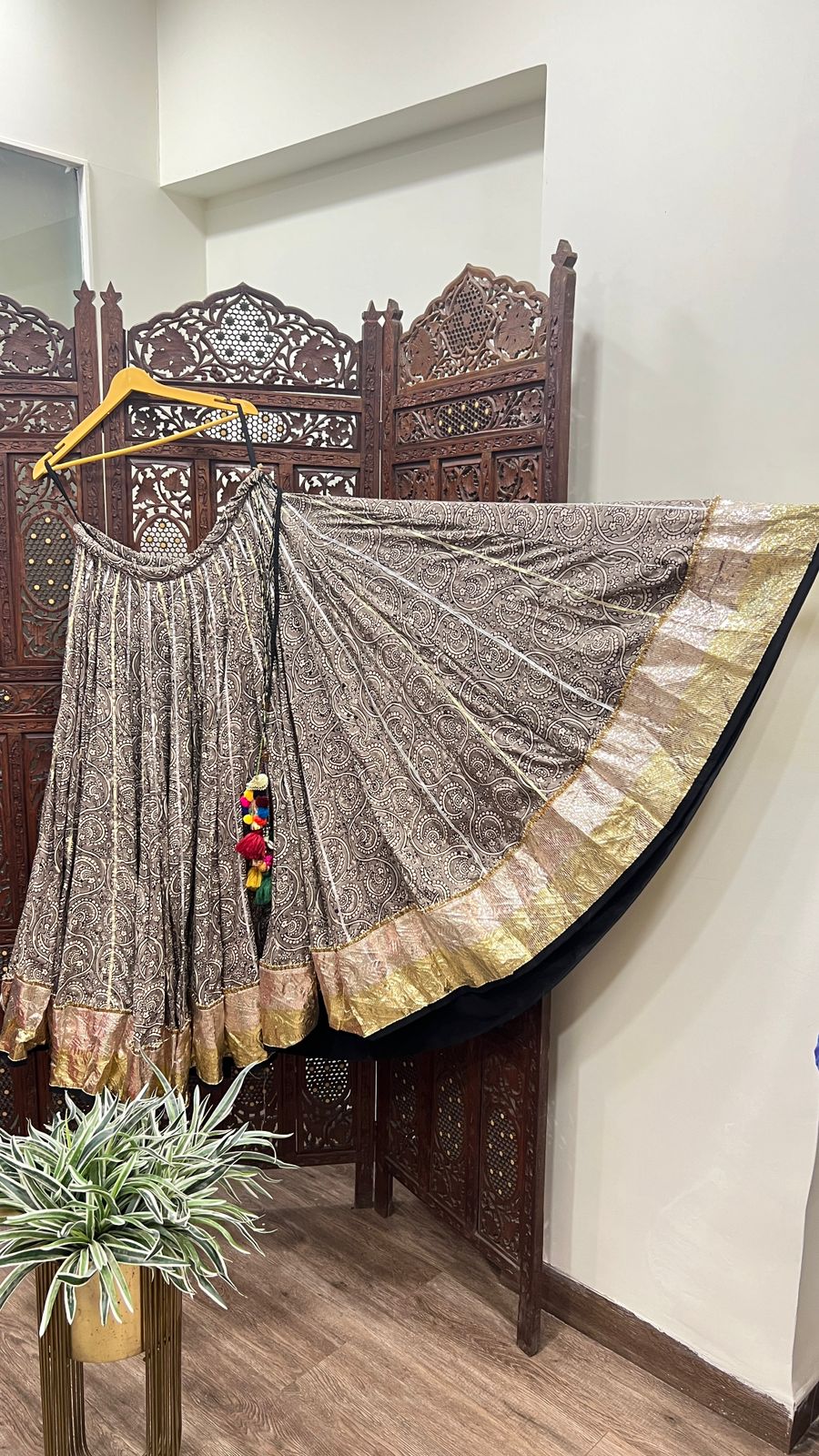 Grey Floral Cotton Skirt