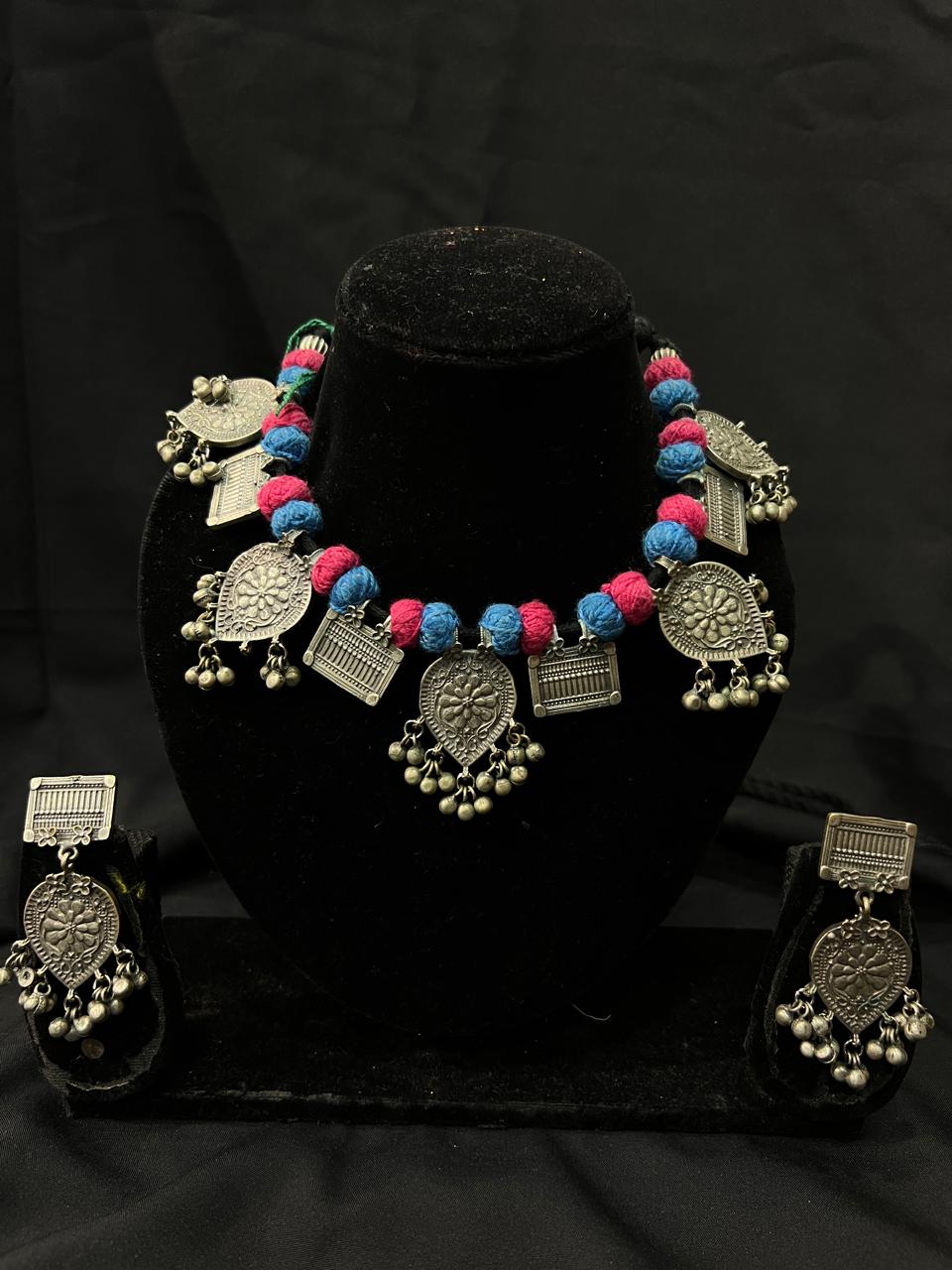 Oxidised Embossed Necklace