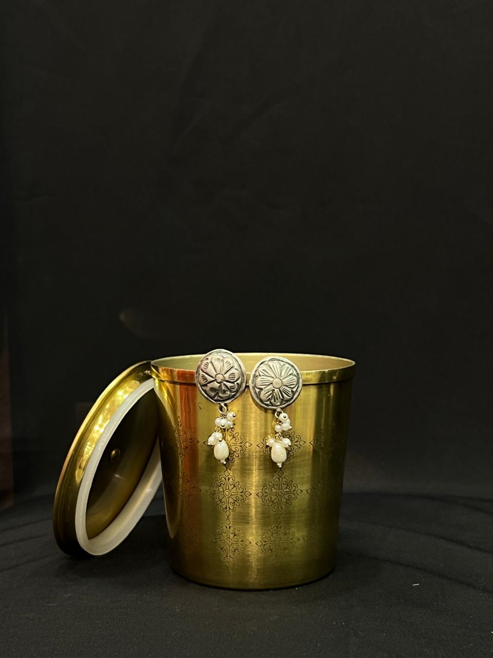 oxidised pearl earring