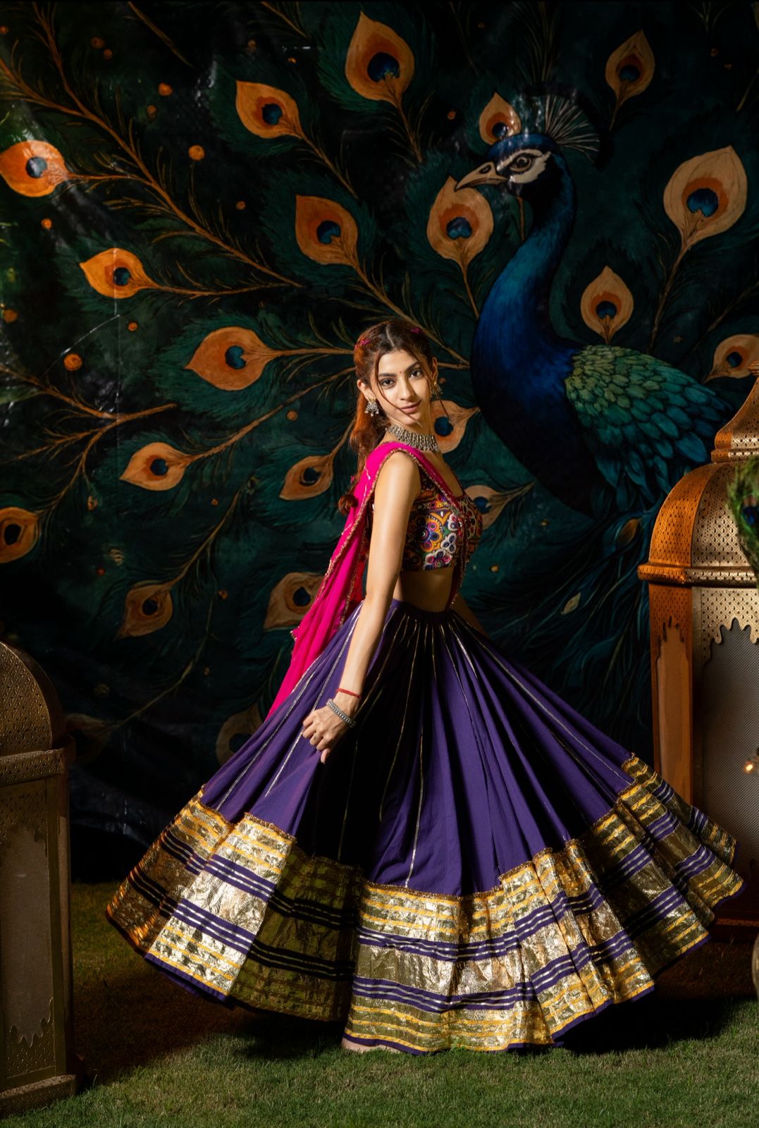 Purple Leheriya Gradation Skirt