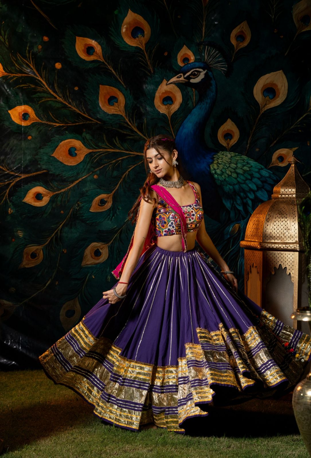 Purple Leheriya Gradation Skirt