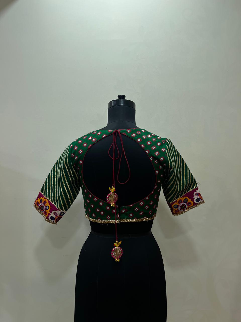 Green kodi Bandhani blouse
