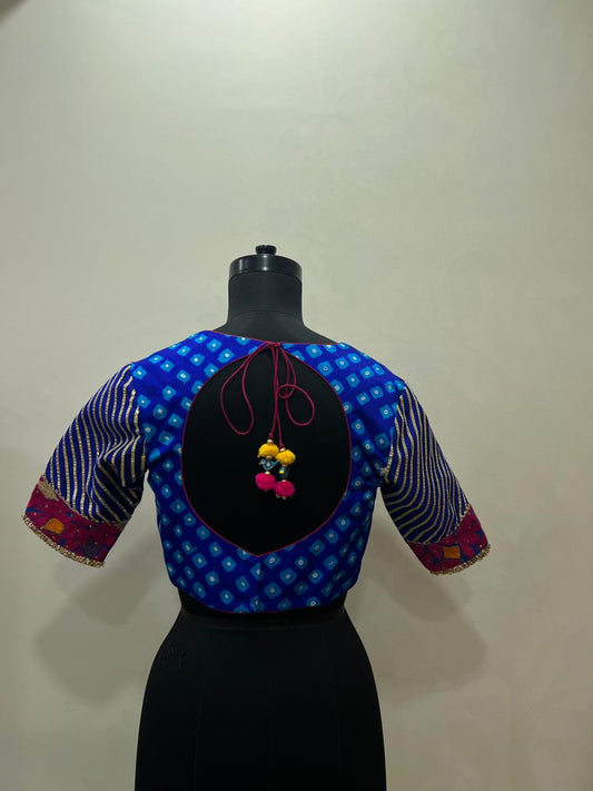 Blue kodi Bandhani blouse