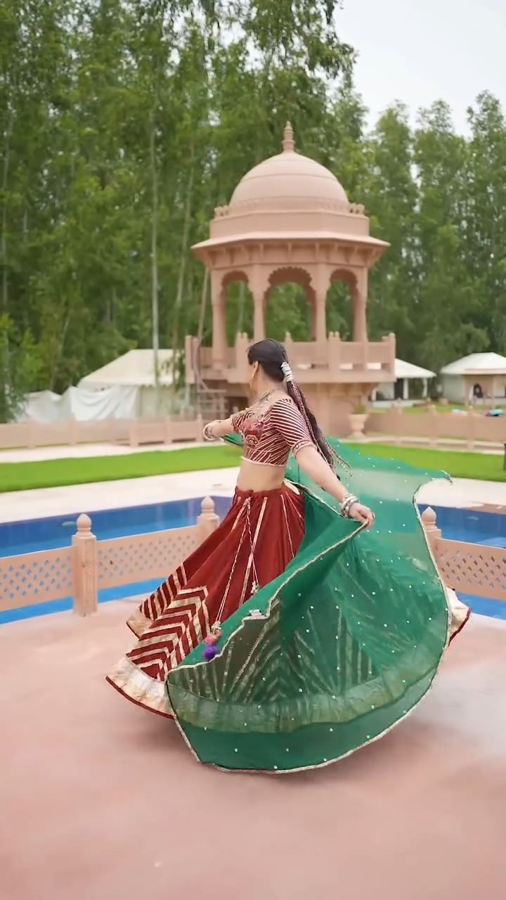 Maroon Cotton Lehenga Set